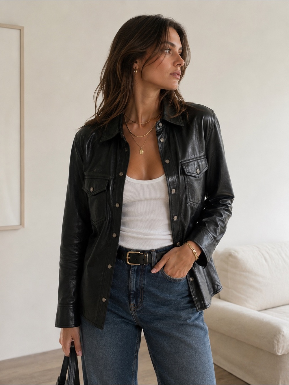 ZARA Limited Edition Genuine Sheepskin Leather Overshirt